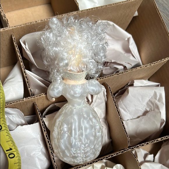 De Carlini White and Silver Holiday Christmas glass Ornament angel princess - Picture 5 of 7